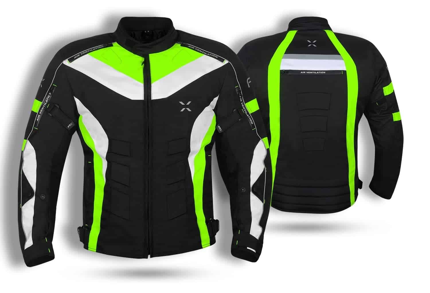 Chaqueta de moto blindada FTX para -Negro/Verde - Imagen 4