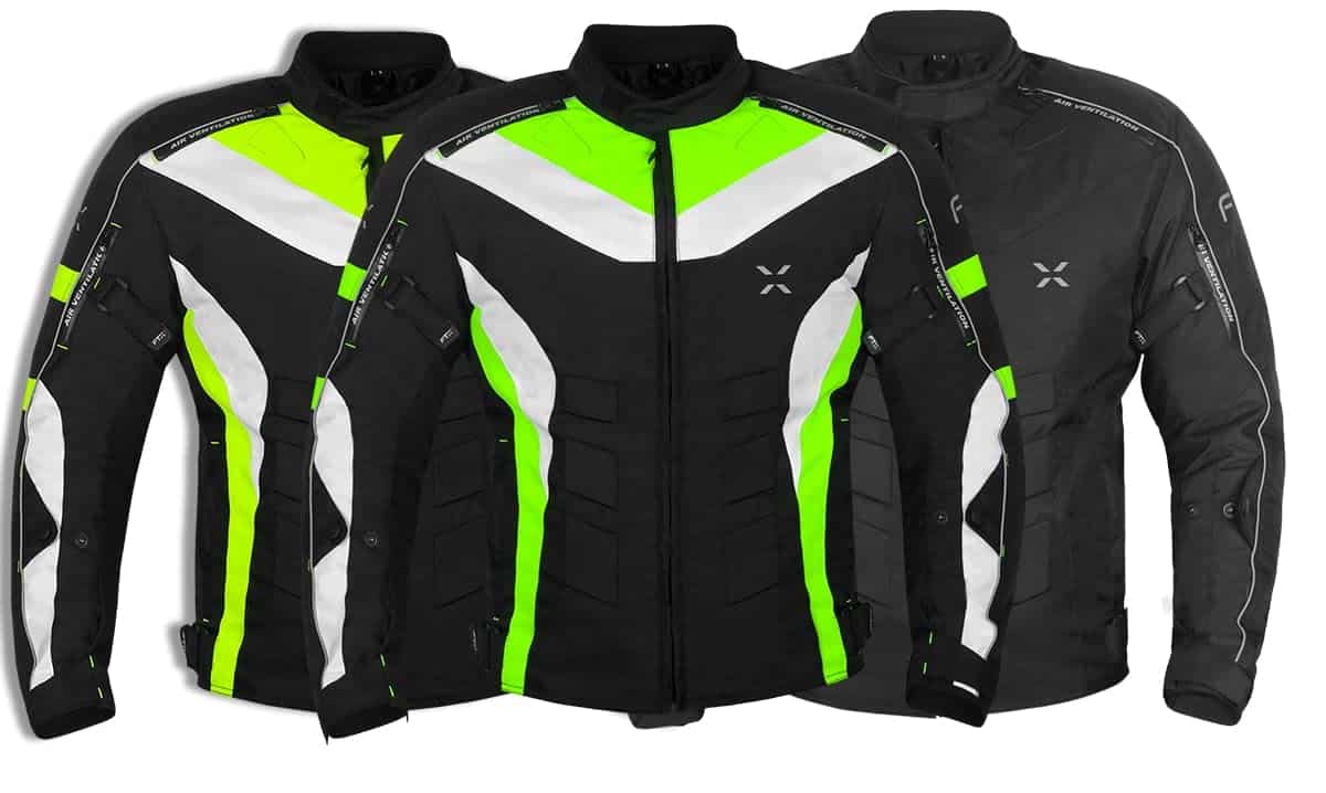 Chaqueta de moto blindada FTX para -Negro/Verde - Imagen 3