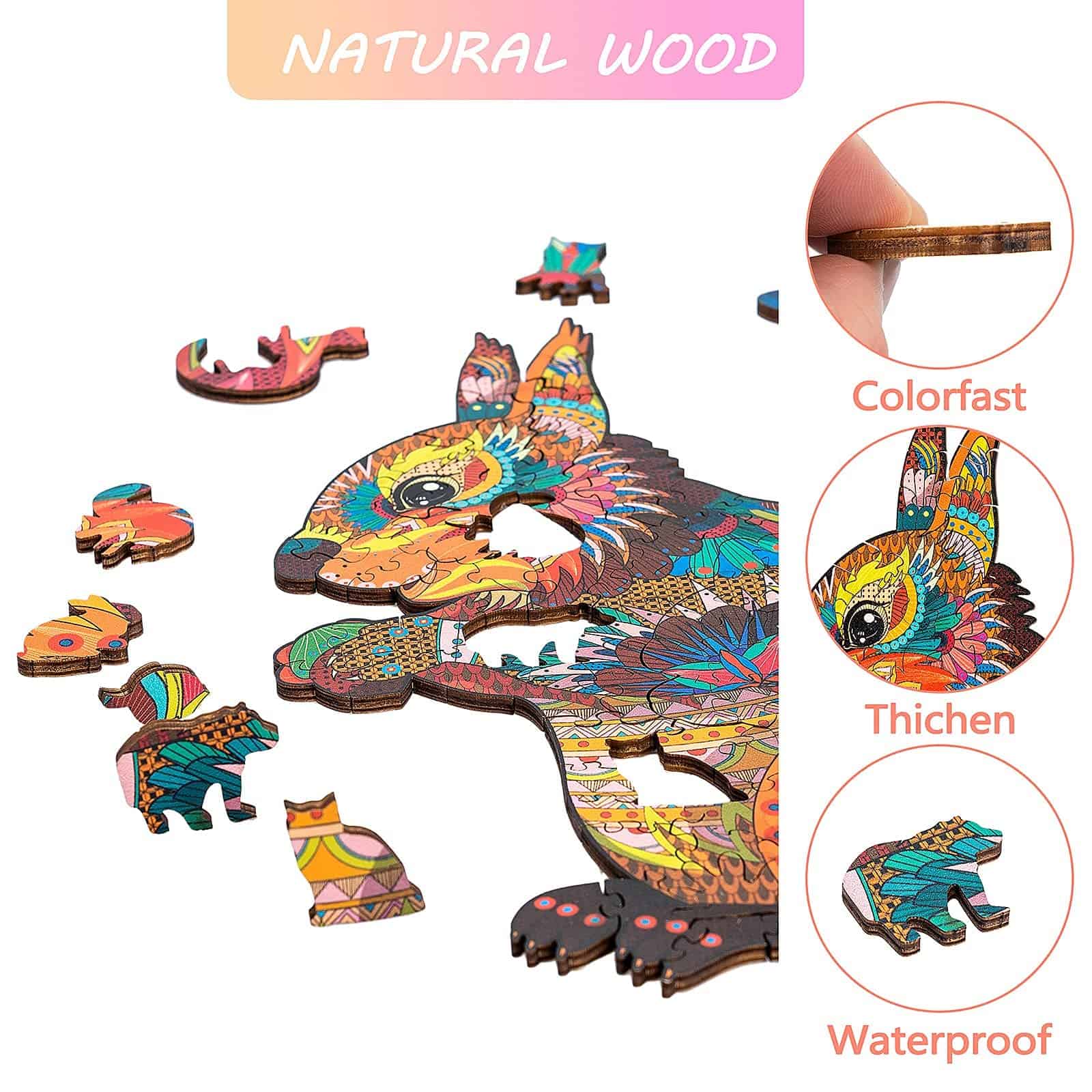 Rompecabezas de madera original - Ardilla única, 200 - Imagen 3