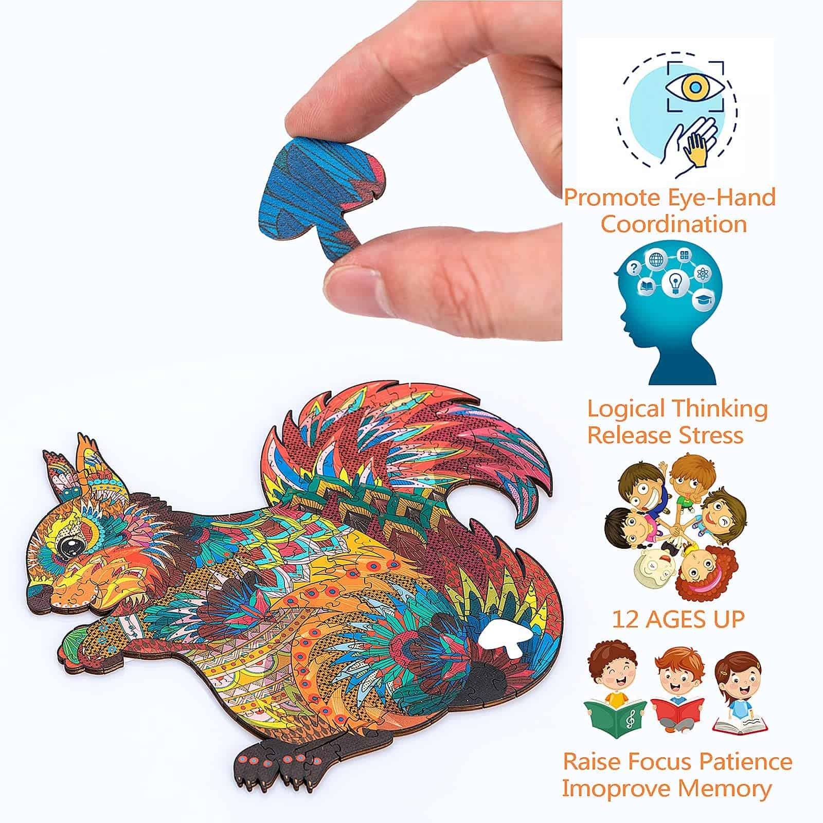 Rompecabezas de madera original - Ardilla única, 200 - Imagen 4