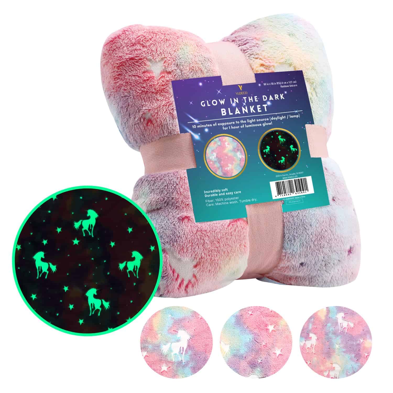 Manta luminosa de unicornio VUDECO - Regalos para niñas,