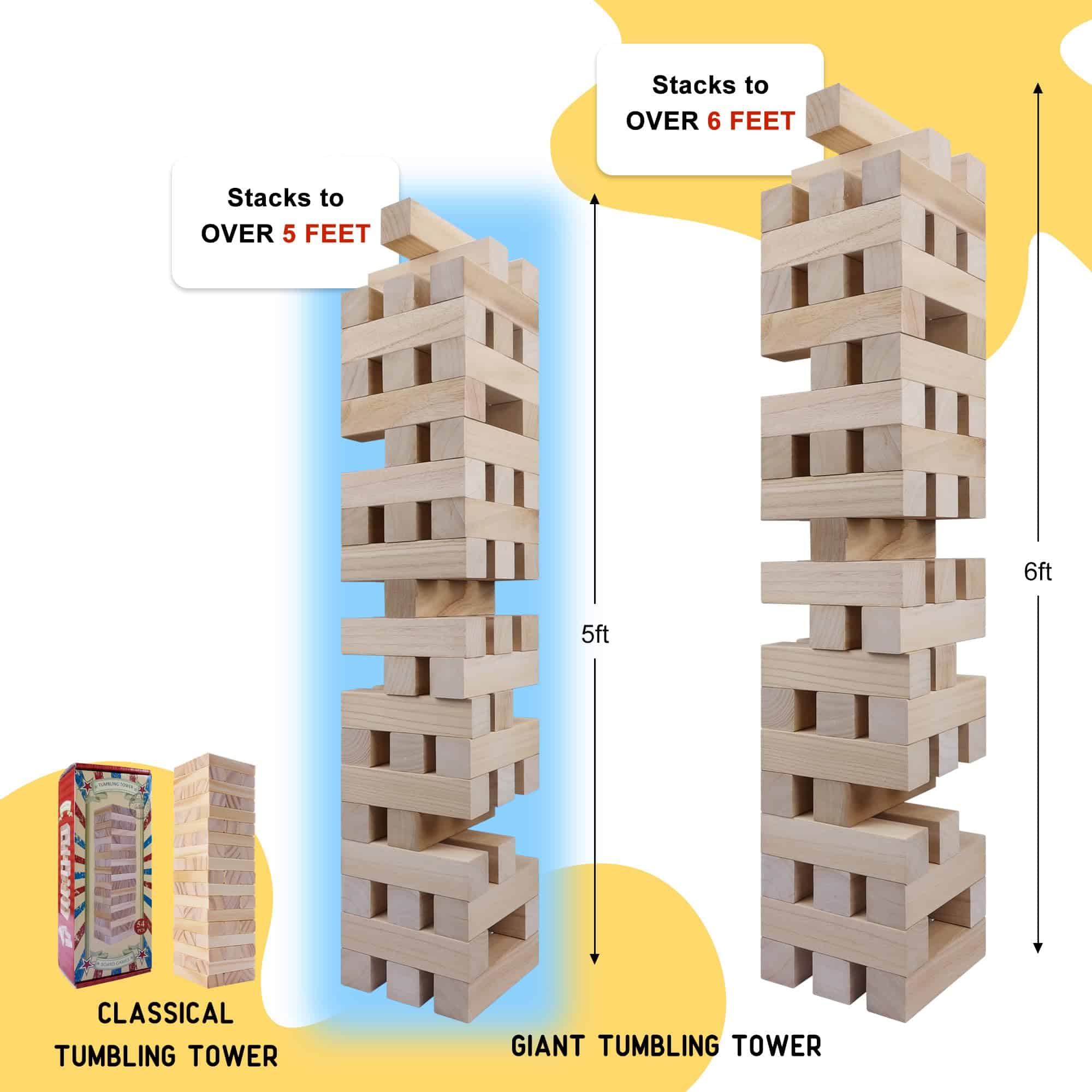 Juego de Torre de Tumbling Gigante GOTHINK, Super Grande 51 - Imagen 5