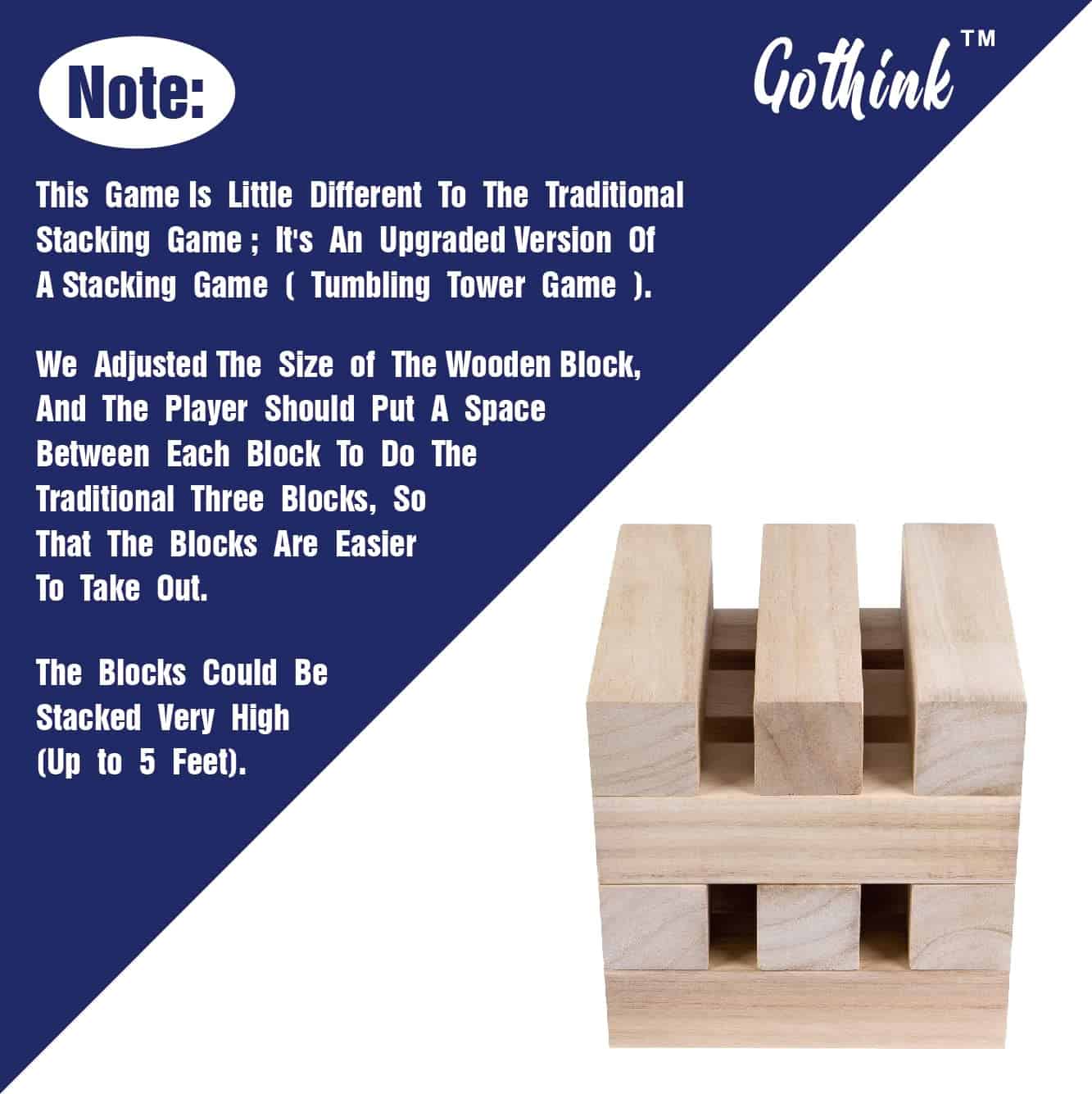 Juego de Torre de Tumbling Gigante GOTHINK, Super Grande 51 - Imagen 9