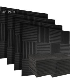 48 Pack Paneles de Espuma Acústica Negra, 1" X 12" X 12"