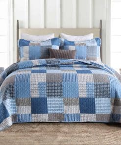 Edredón a cuadros para cama King - 100% algodón, edredón