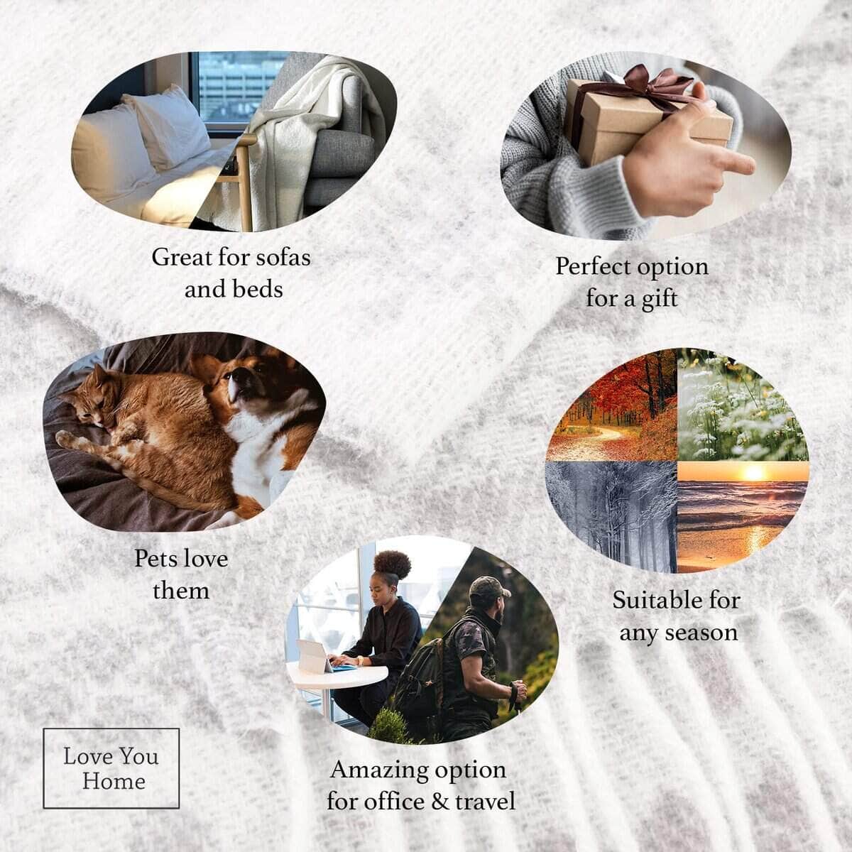 Manta de Lana Merina LYHome - Abrigo Cálido para Clima - Imagen 4