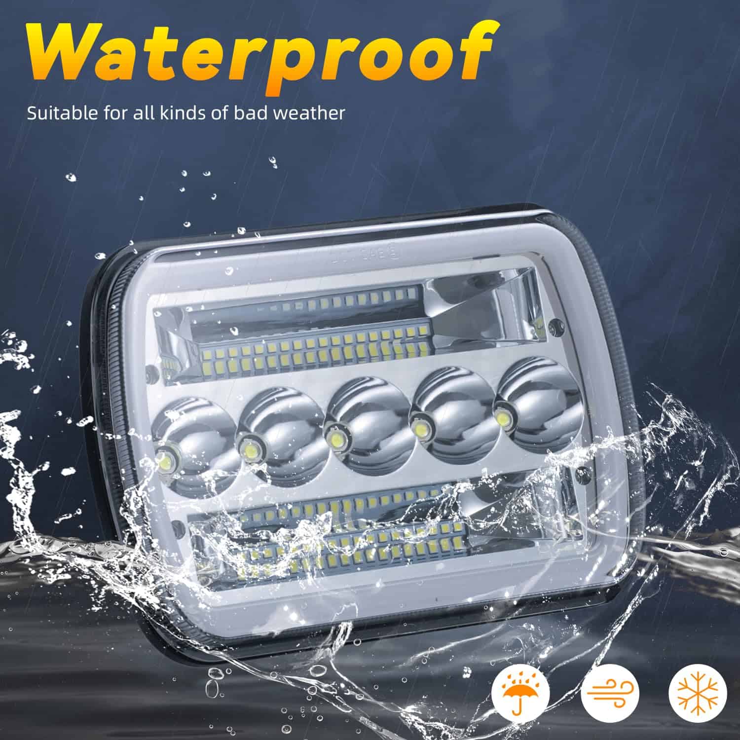 MXSAG 2pcs Faros Blancos y Ámbar Cuadrados 7" X 6" Luces de - Imagen 6