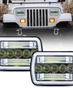 MXSAG 2pcs Faros Blancos y Ámbar Cuadrados 7" X 6" Luces de