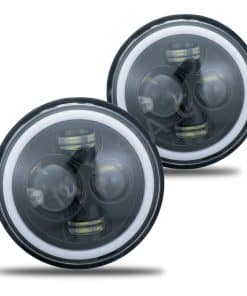 Conjunto de 2 faros redondos de 7 pulgadas blanco DRL Ámbar