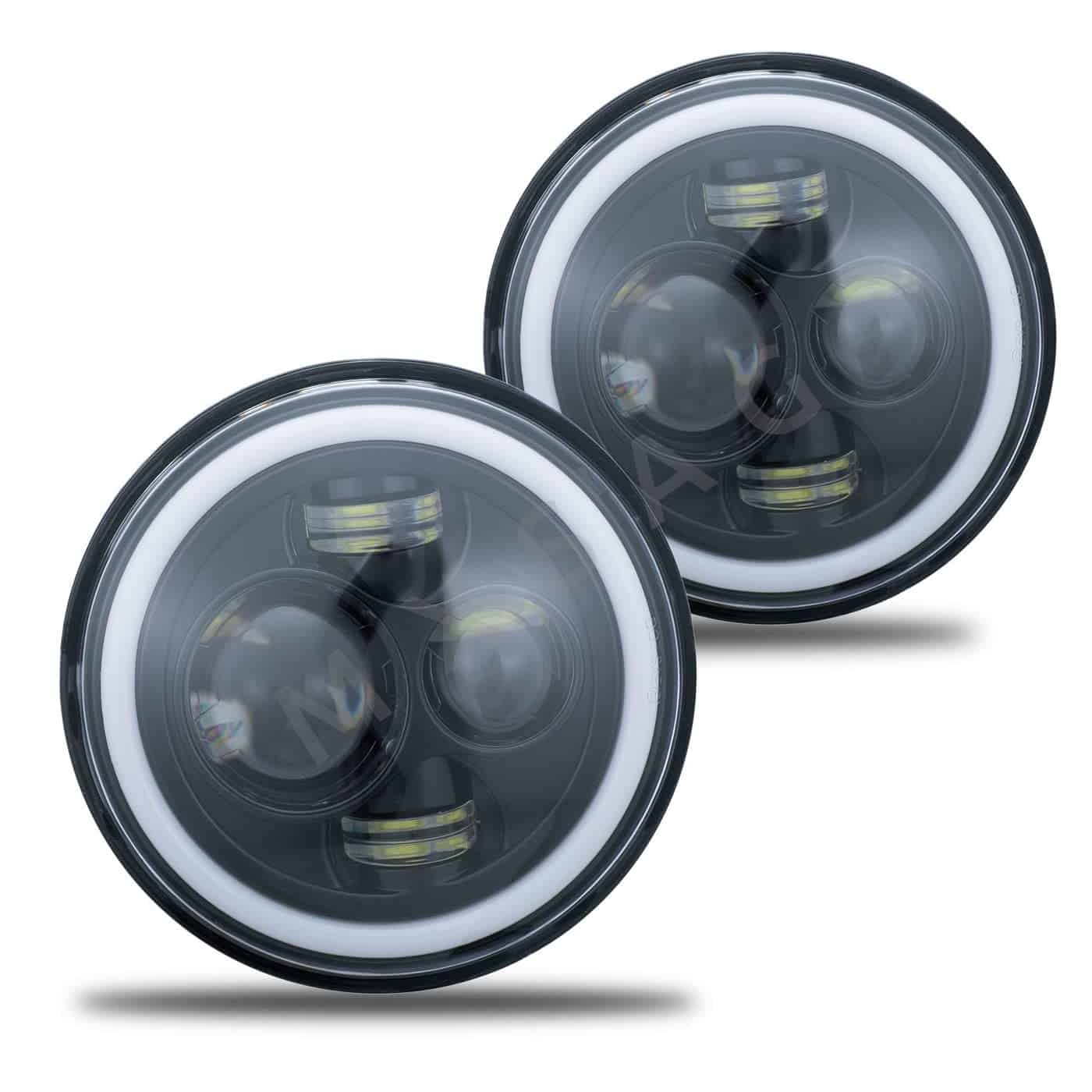 Conjunto de 2 faros redondos de 7 pulgadas blanco DRL Ámbar