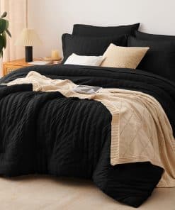 Juego de Cama en una Bolsa CozyLux Negro con Textura