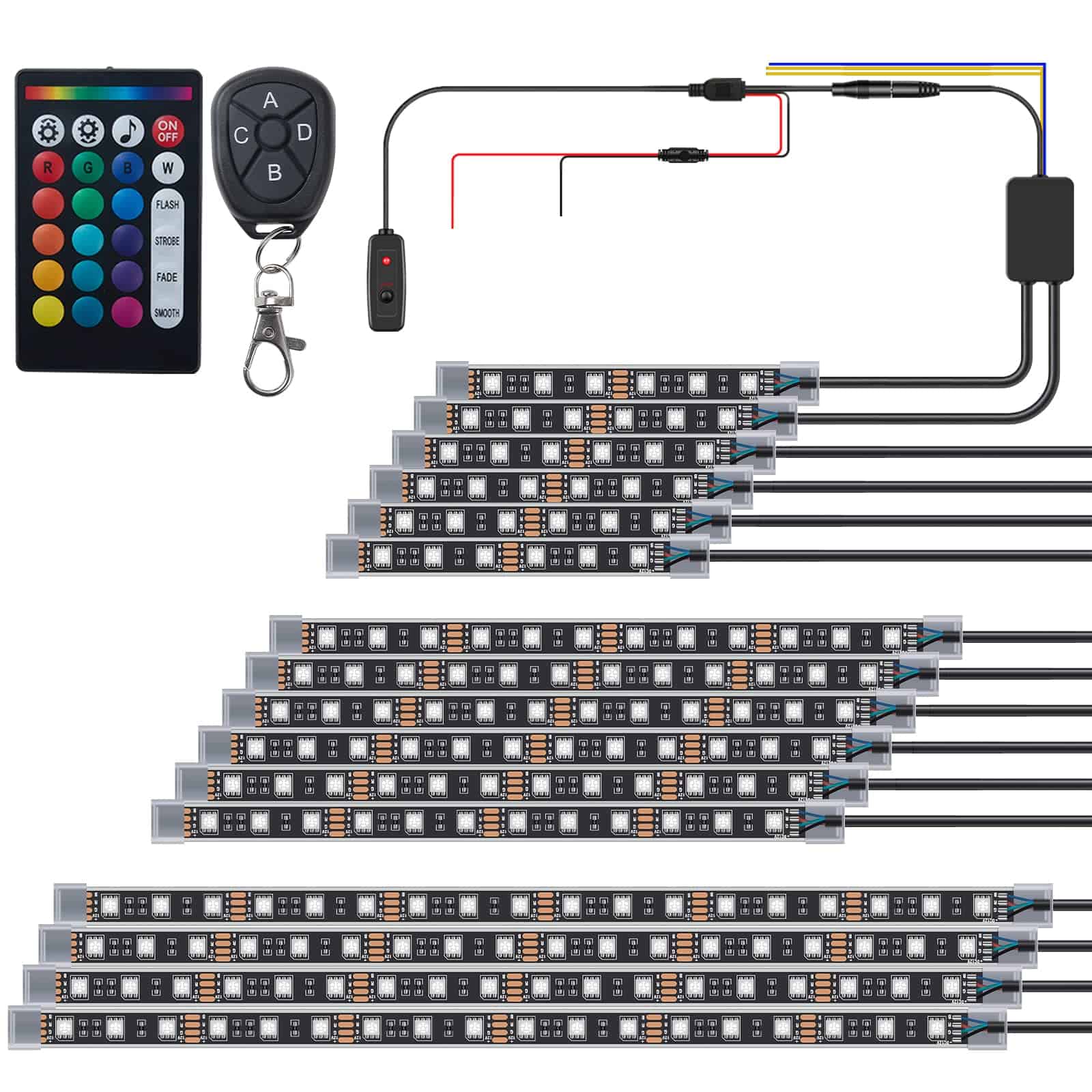 GOGOONE 16PCs Kit de Tiras de Luces LED para Motocicleta