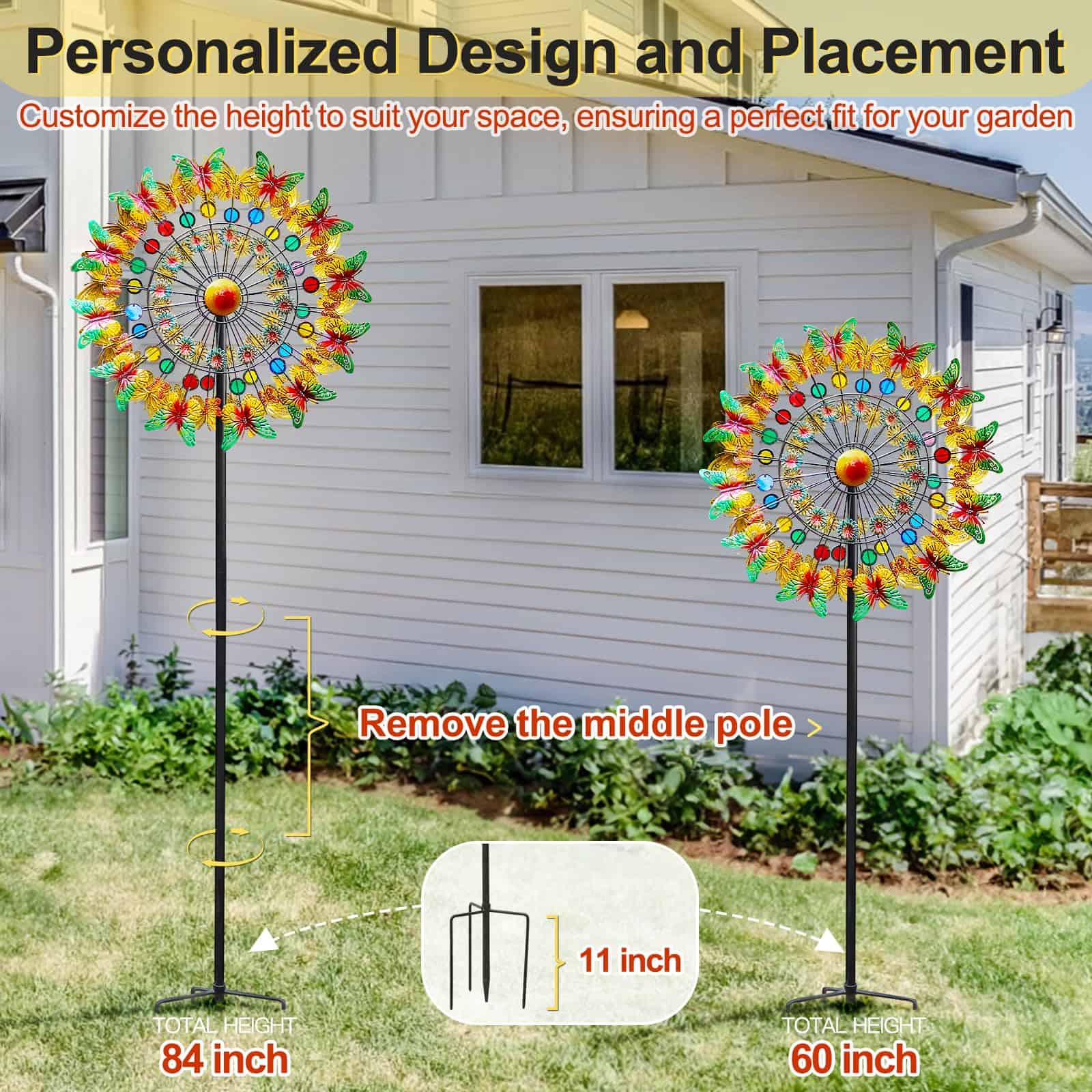 Lairander Spinner de Viento de Mariposa al Aire Libre, 84'' - Imagen 5