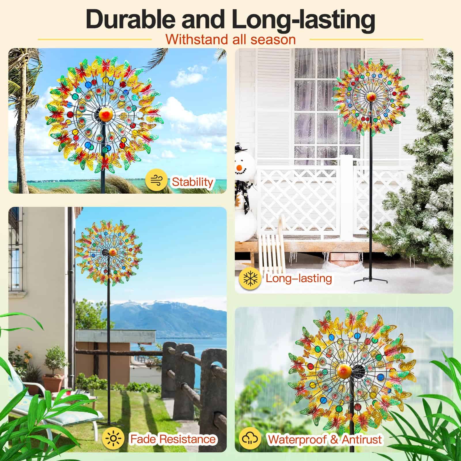 Lairander Spinner de Viento de Mariposa al Aire Libre, 84'' - Imagen 6