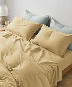 Eikei Washed Cotton Chambray Duvet Cover Solid -Light Yellow