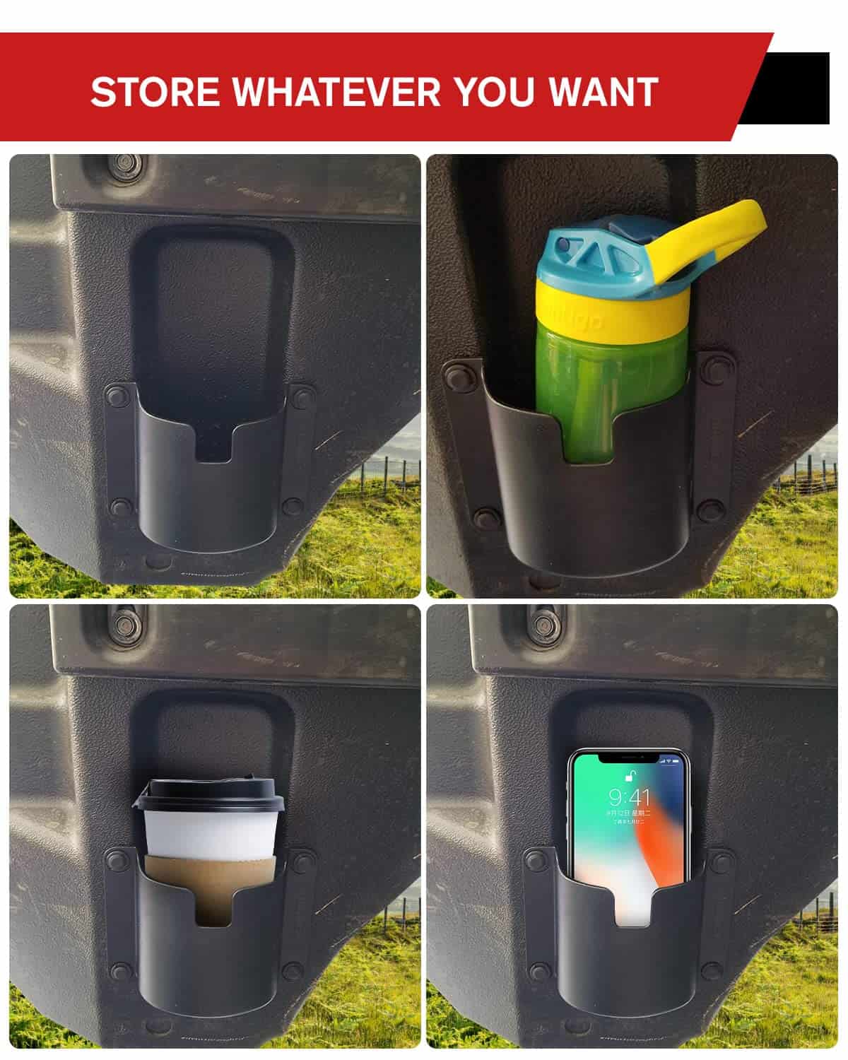 Bandeja de almacenamiento bajo el tablero y 4 portavasos de - Imagen 6