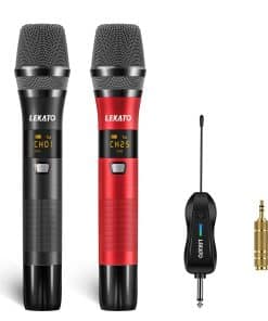Micrófono inalámbrico LEKATO, Micrófono recargable UHF,
