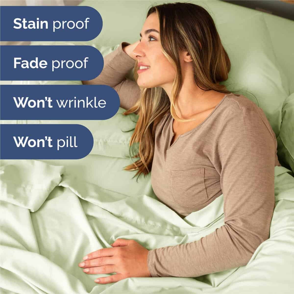 Juego de sábanas de 4 piezas tamaño -Verde salvia claro - Imagen 6