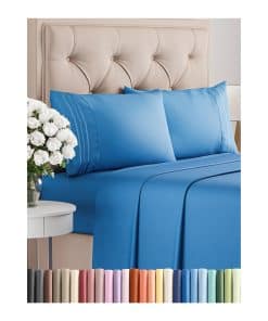 Juego de sábanas tamaño Cal King de 4 -Azul Real
