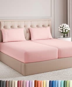 Juego de sábanas de tamaño Split King de 5 -Rosa bebé