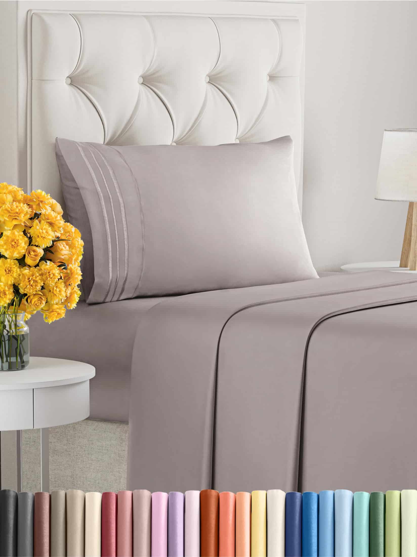 Juego de sábanas tamaño Twin XL de 3 piezas - -Lila cardo