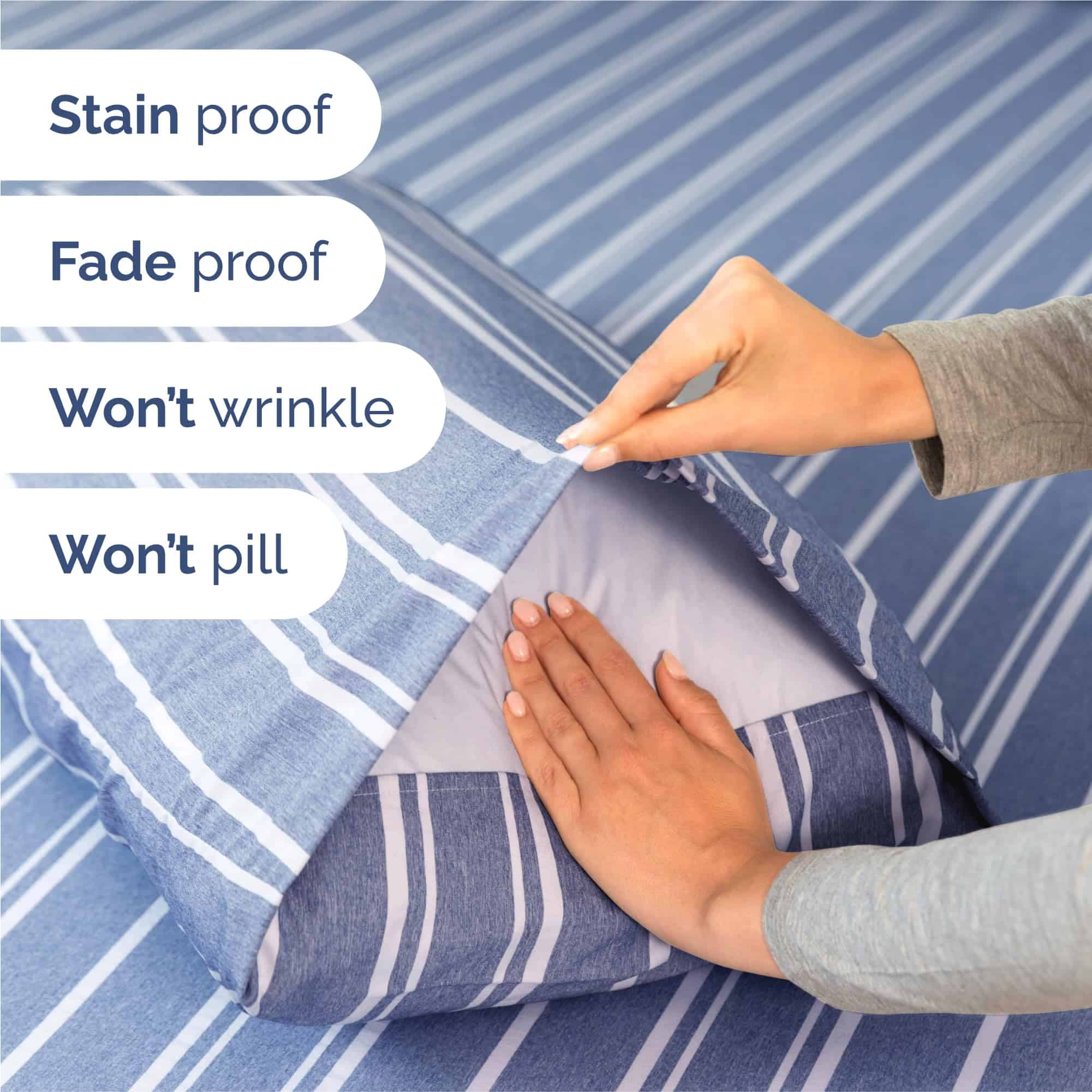 Juego de sábanas King Size de 4 piezas - -Azul - Imagen 6