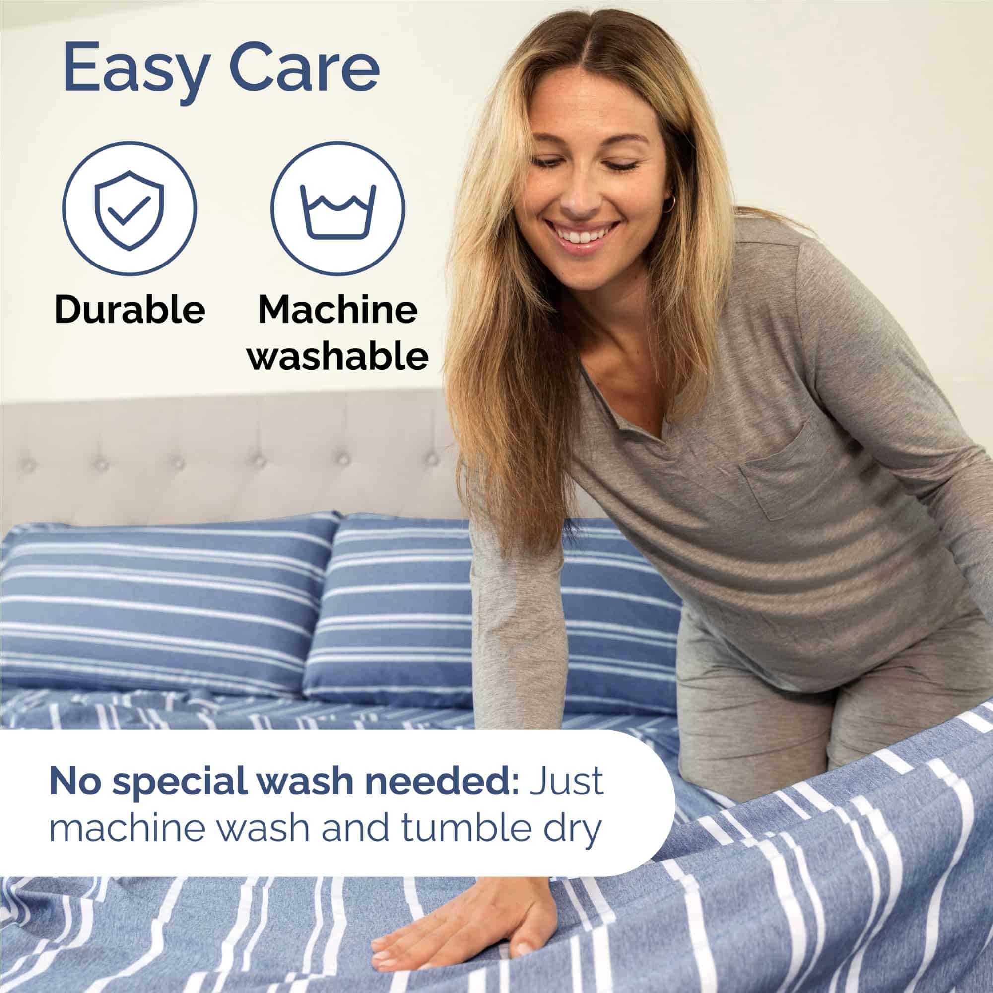 Juego de sábanas King Size de 4 piezas - -Azul - Imagen 7