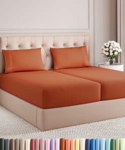 Juego de sábanas de tamaño Split King de 5 -Terracota