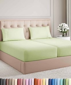 Juego de sábanas tamaño Split King de 5 -Verde Salvia Claro