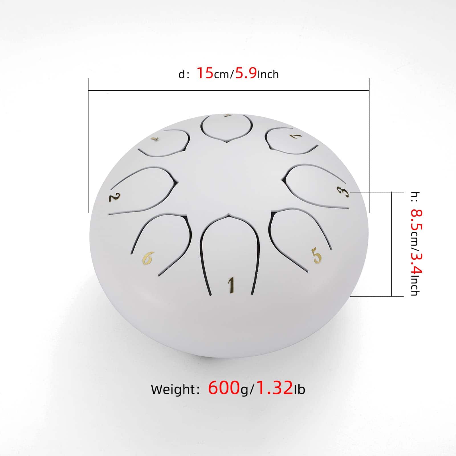 Tambor de Lengua de Acero ZXZYHFTY, 6 -Blanco - Imagen 5