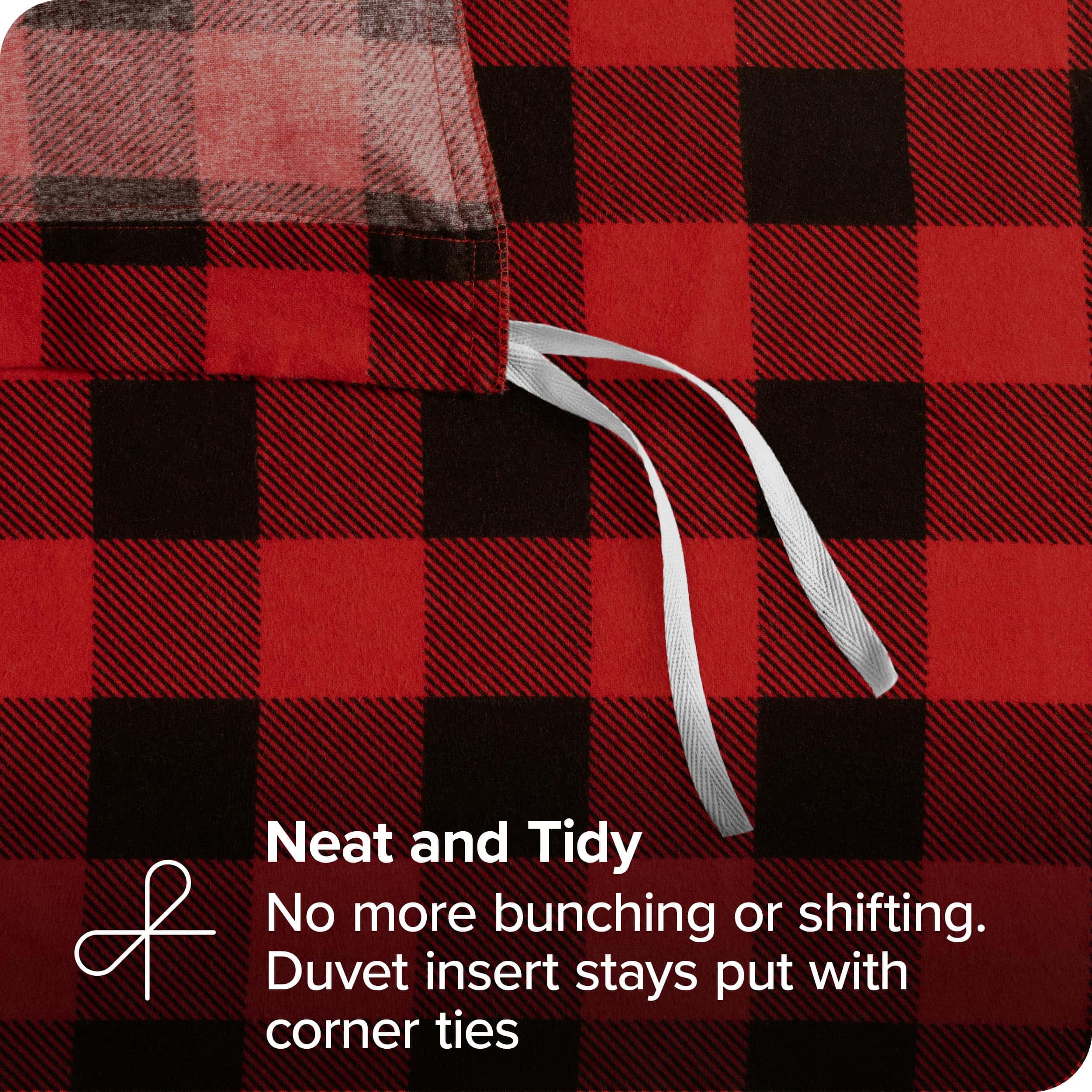 Juego de Funda de Edredón de Franela Bare Home - -Rojo/Negro - Imagen 6