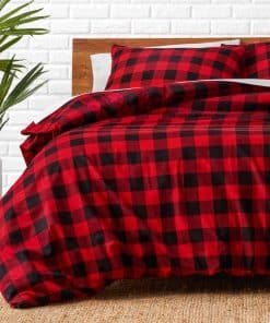 Juego de Funda de Edredón de Franela Bare Home - -Rojo/Negro