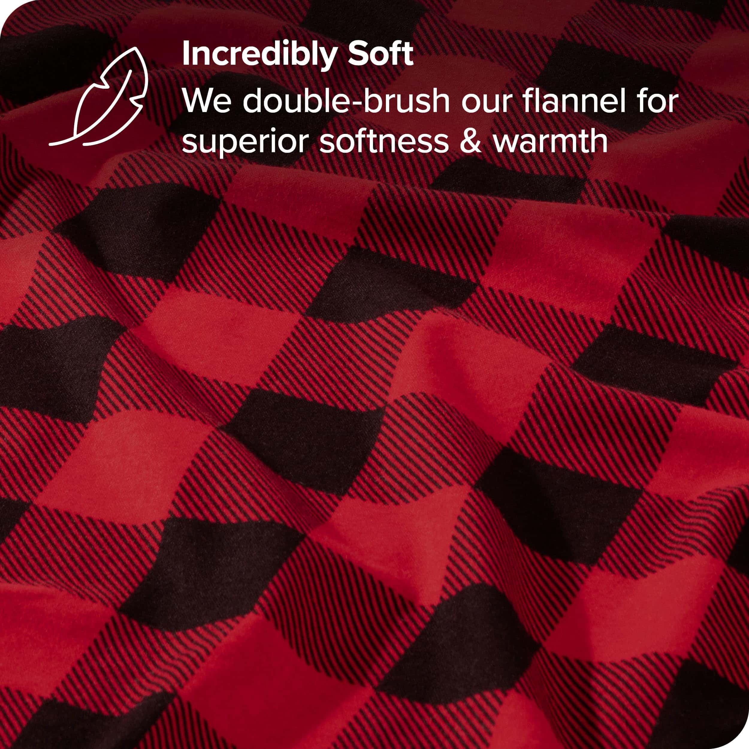 Juego de Funda de Edredón de Franela Bare Home - -Rojo/Negro - Imagen 4