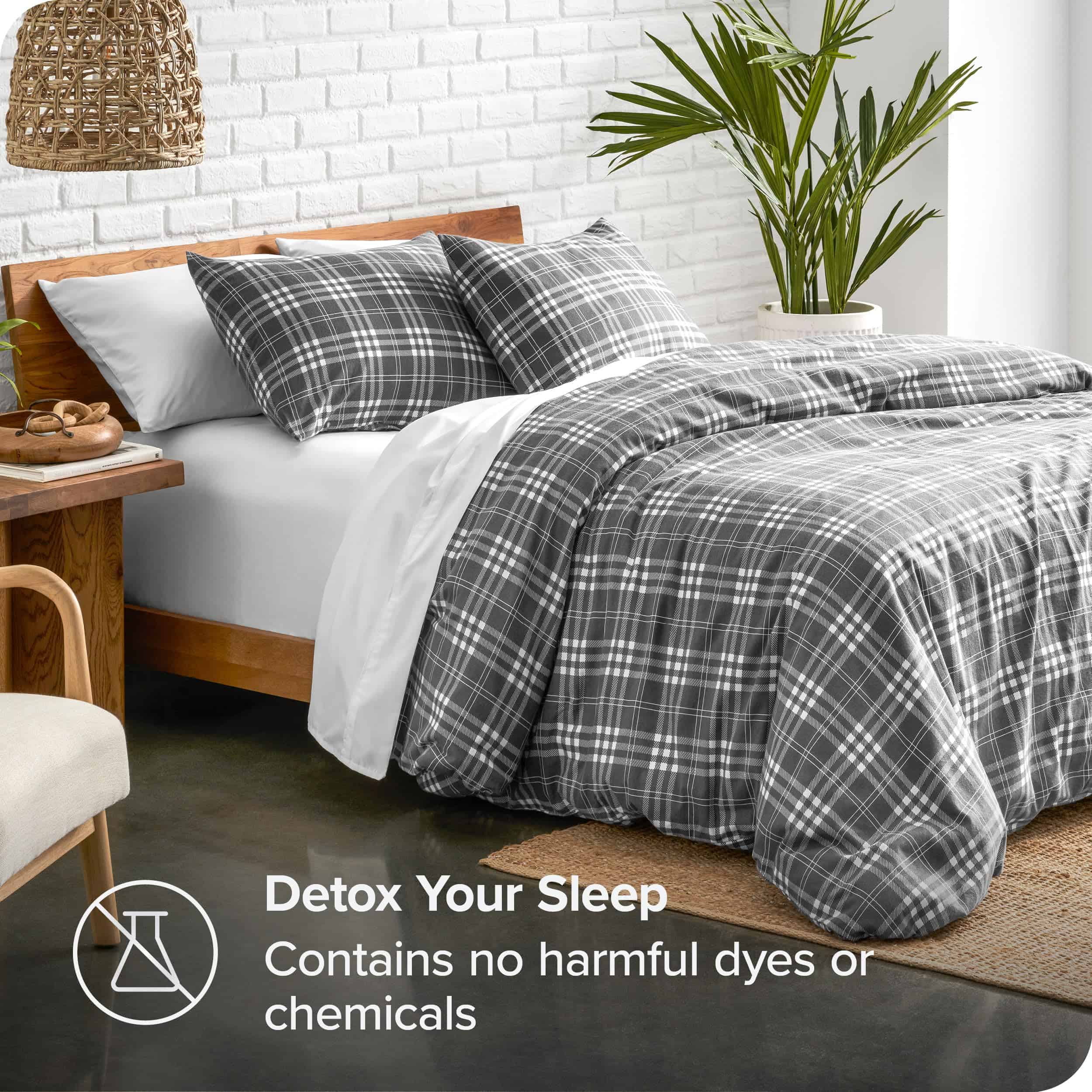 Juego de Funda de Edredón de Franela Bare Home - -Cuadros St - Imagen 3