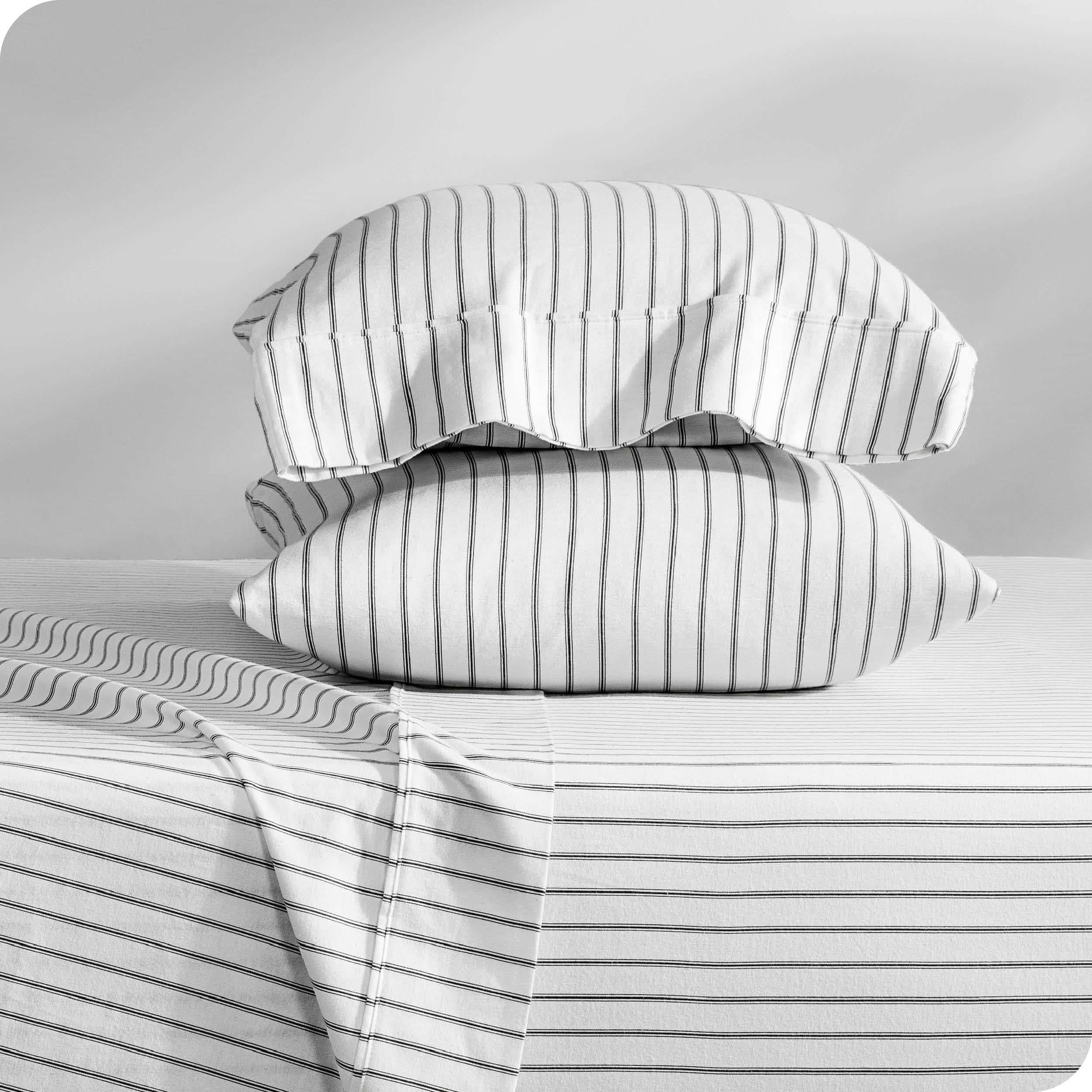 Juego de sábanas de franela Bare Home Prints, -Blanco/Gris