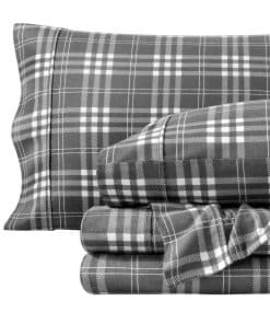 Set de sábanas de franela Bare Home Prints, -Gris/Blanco