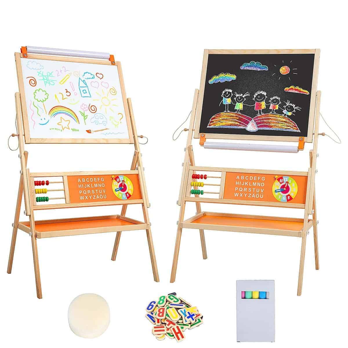 Caballete de madera 3 en 1 para niños OMOTIYA, caballete de