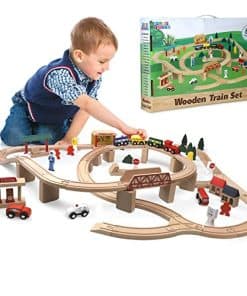 Set de Tren de Madera Play Build, Juego Completo de Tren