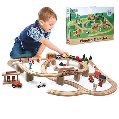 Set de Tren de Madera Play Build, Juego Completo de Tren