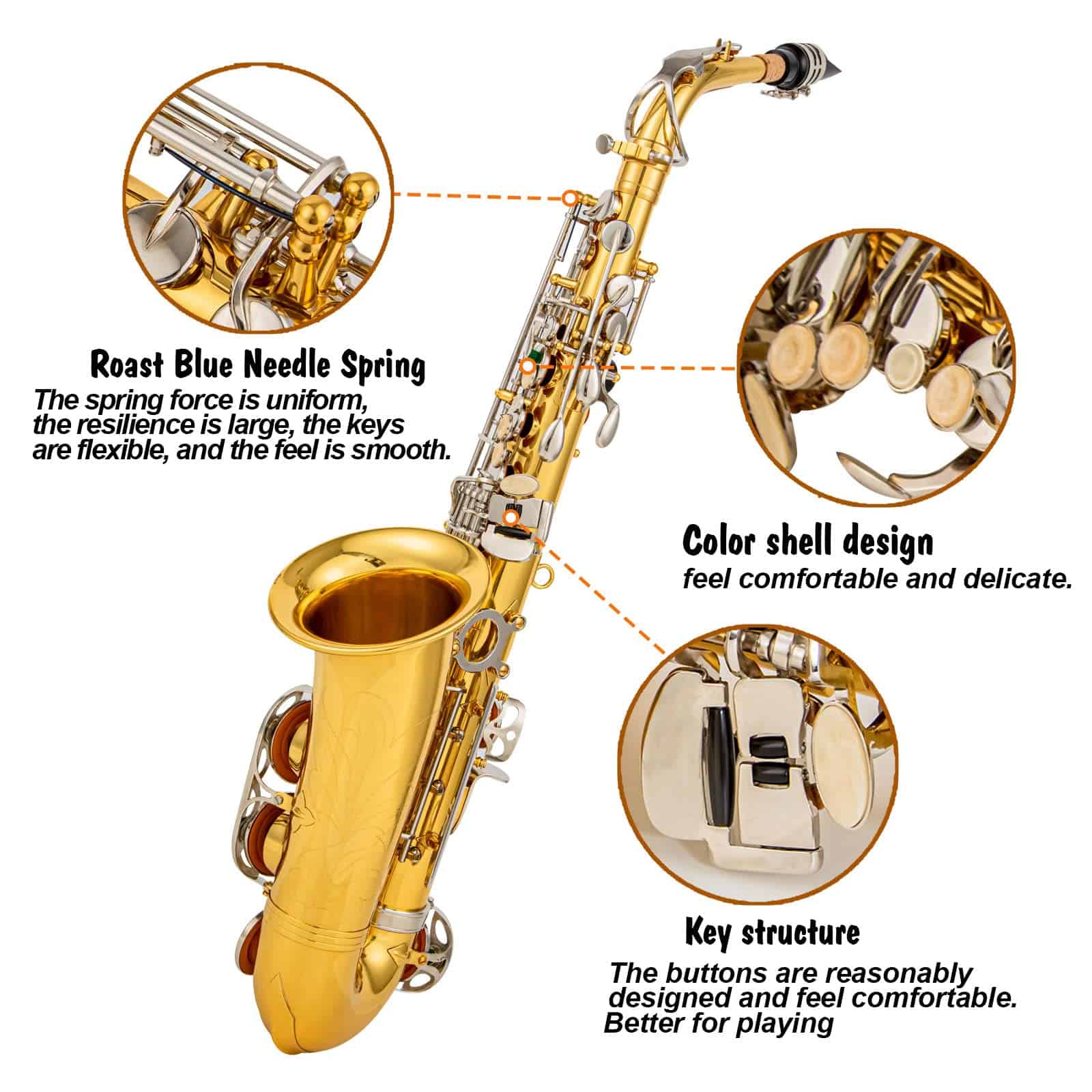 Saxofón Alto en Mi bemol de Latón Engrasado con Llaves - Imagen 4