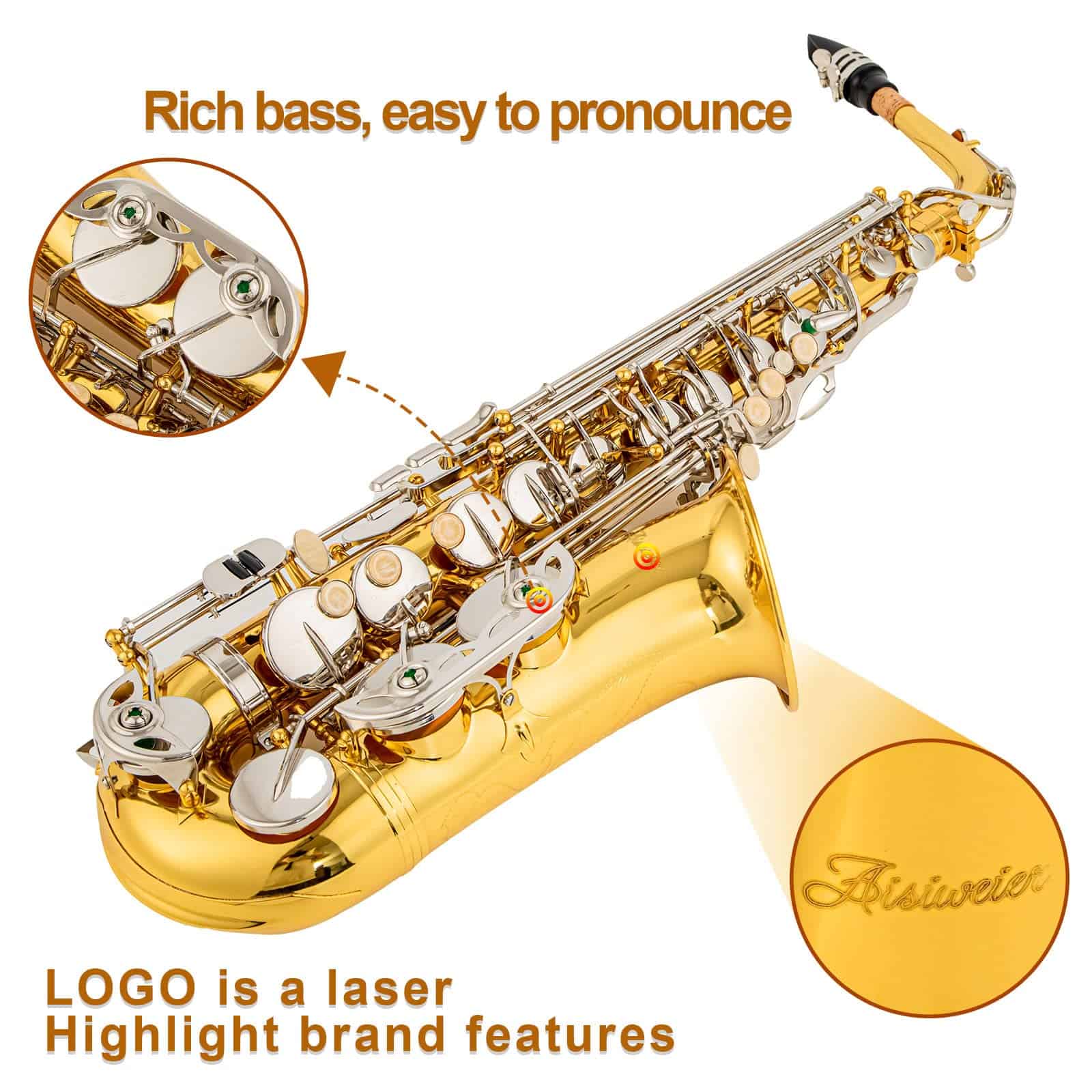 Saxofón Alto en Mi bemol de Latón Engrasado con Llaves - Imagen 6