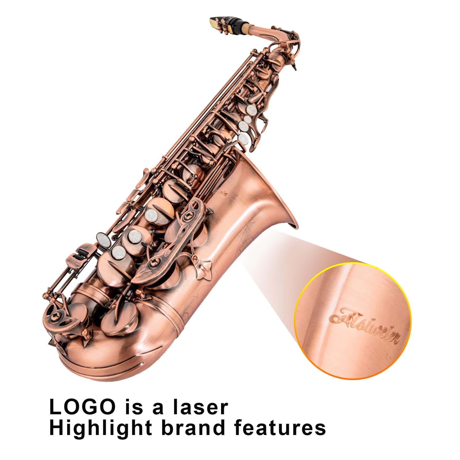 Saxofón Alto Aisiweier en Bronce Rojo Antiguo Vintage Sax - Imagen 4