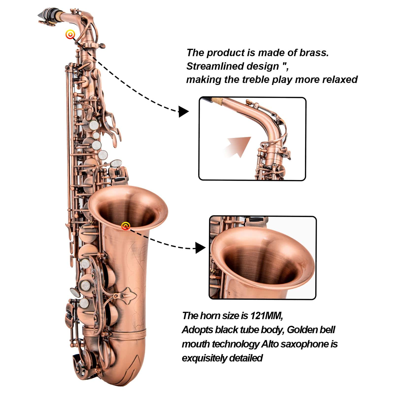 Saxofón Alto Aisiweier en Bronce Rojo Antiguo Vintage Sax - Imagen 7