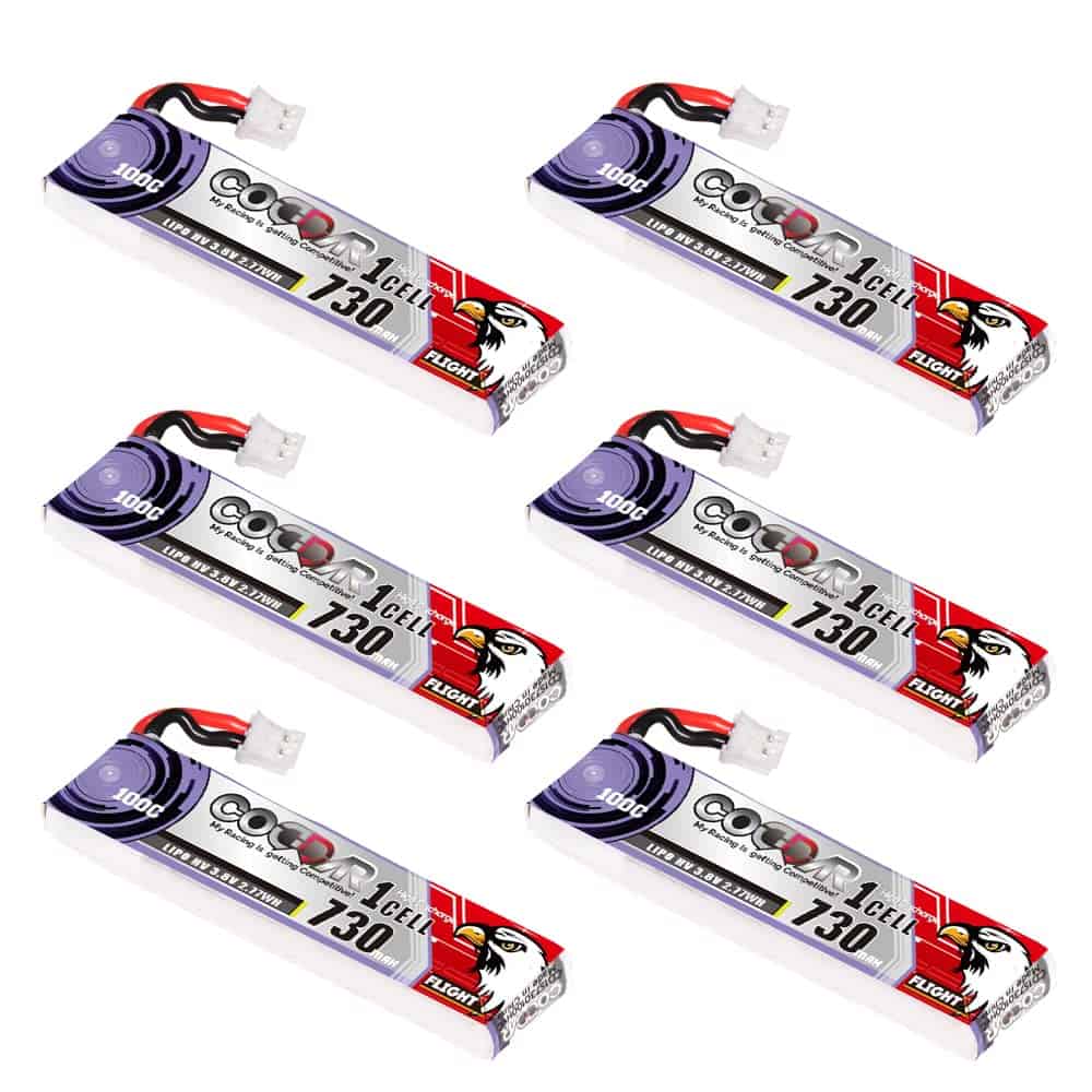 6 Paquetes de Batería LiPo CODDAR 730mAh 1S 3.8V 100C HV