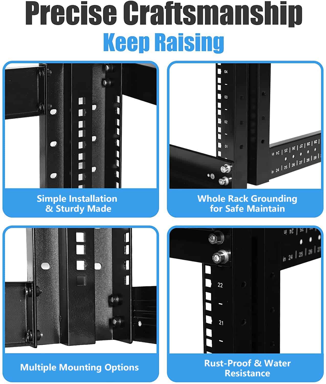 Raising ELECTRONIS 24U 4 Post Open Rack Frame Rack - Imagen 5