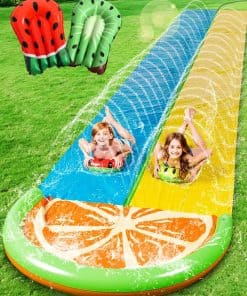 Tobogán acuático doble Sloosh de 22.5 pies con 2 tablas