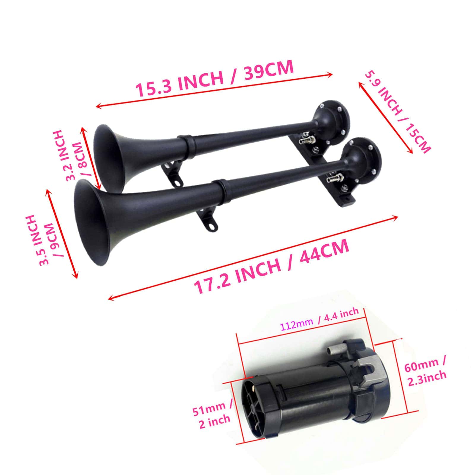 Viping Claxon de Aire Negro 165DB Trompeta de Barco Claxon - Imagen 6