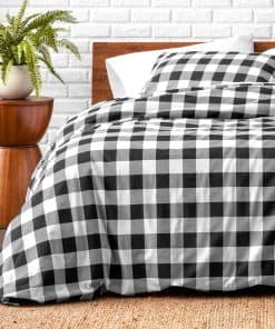 Juego de Funda de Edredón de Franela Bare Home -Blanco/Negro