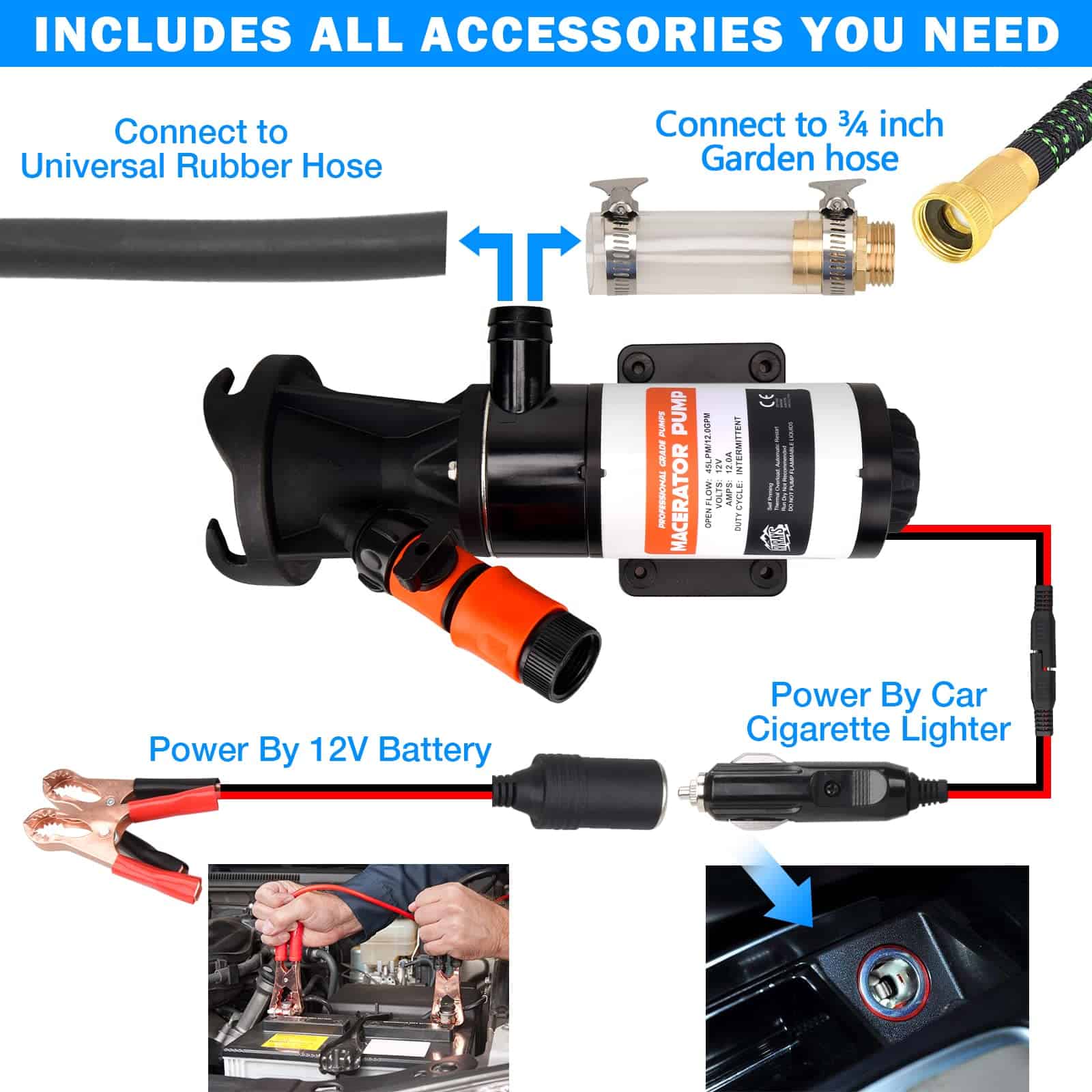 Bomba Trituradora RVRAYS para Agua Residual de RV 12v, - Imagen 4