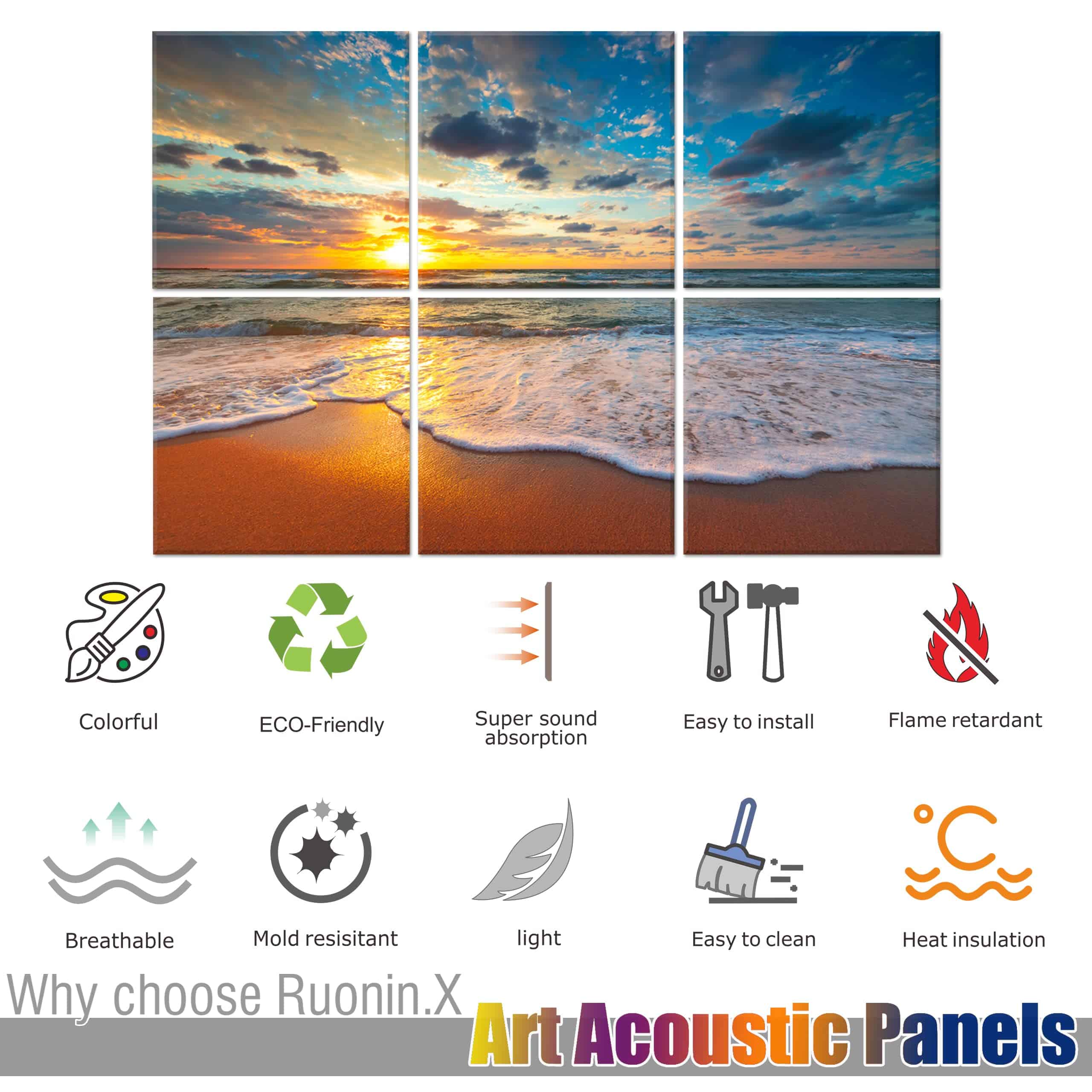 Paneles de Arte de Pared Ruonin.X, 6 Paquete Paneles - Imagen 7